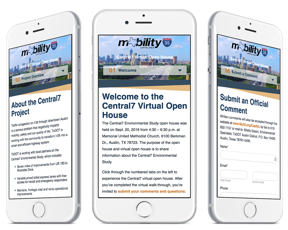 Mobile Views of TxDOT Virtual Open House (VOH)