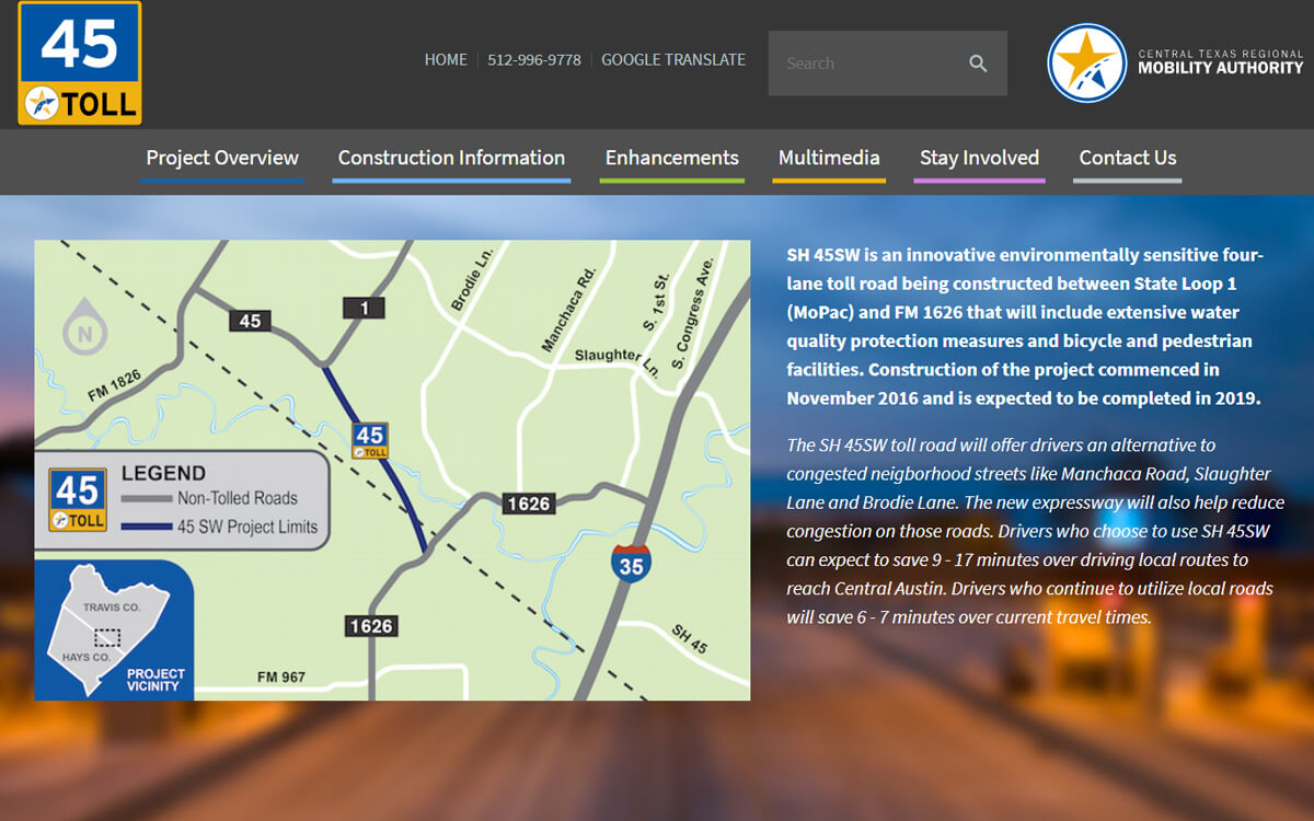 SH45SW Transportation Website Design