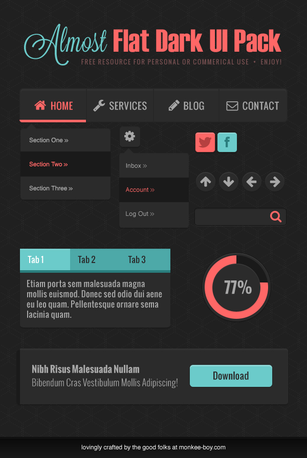 Almost Flat Dark UI kit
