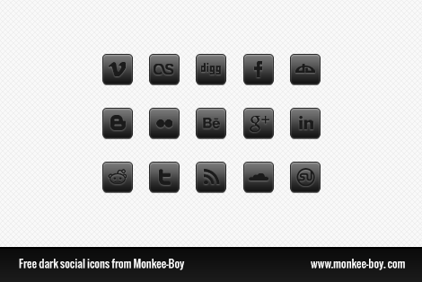 Dark Social Icons PSD