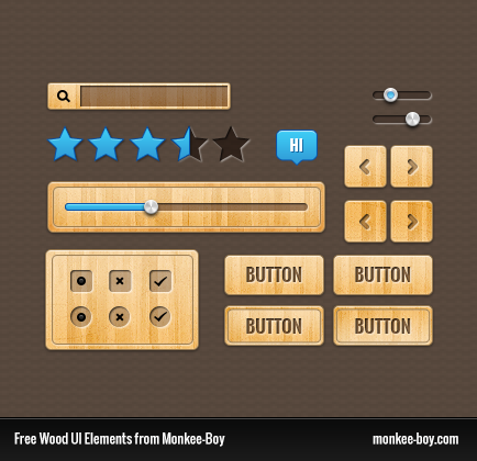 Free Monkee-Boy Wood UI Elements Set