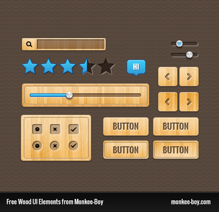 Wood UI Elements PSD