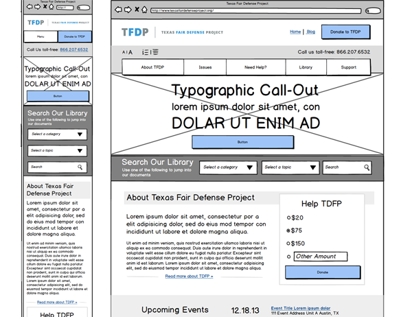 TFDP Wireframes by Monkee-Boy Web Design