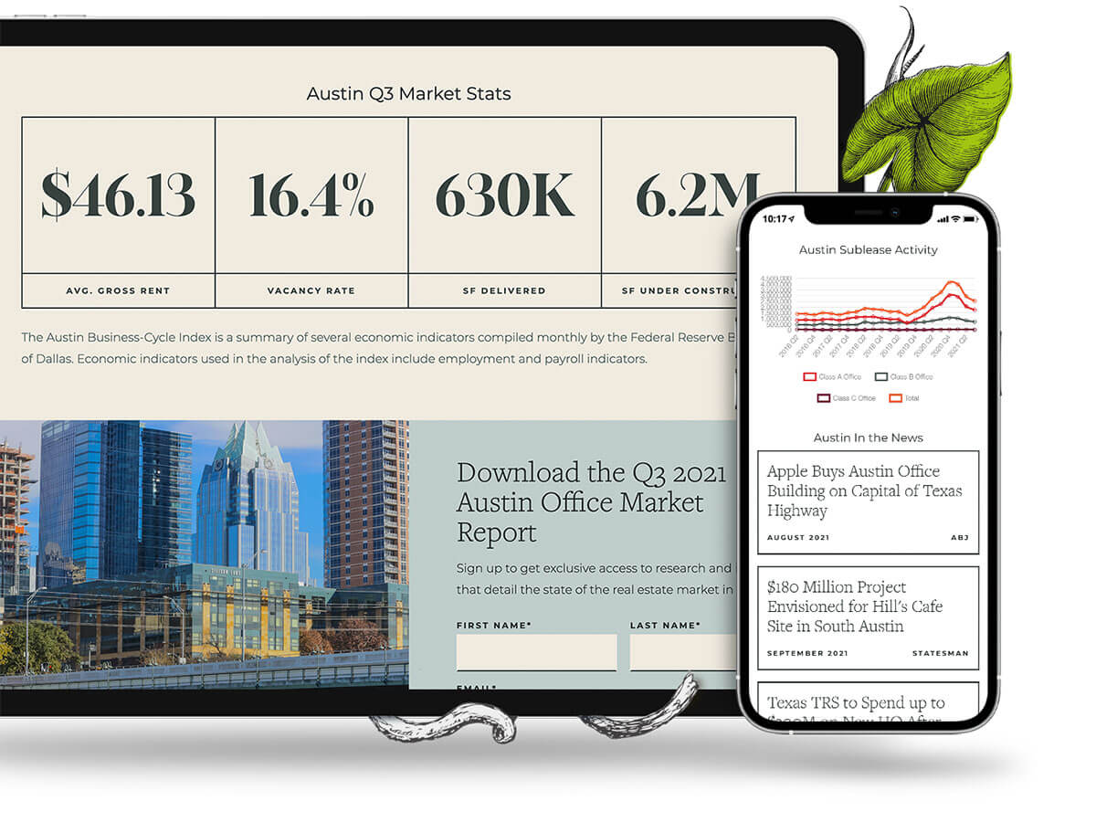 Tablet and phone view of the market insights stats and data