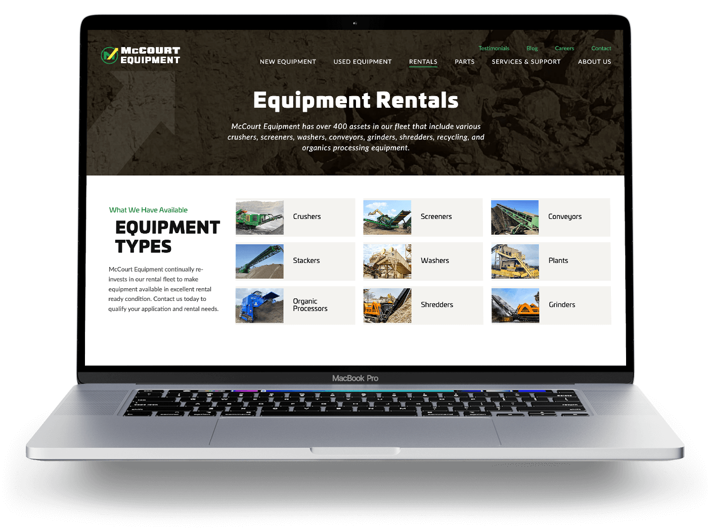 Macbook display of rentals page
