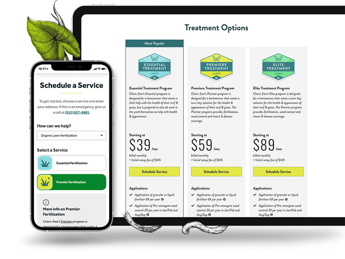 A tablet and phone showing a pricing table and the Click to Buy e-commerce experience