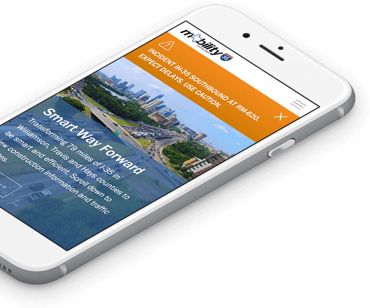 Texas Department of Transportation alert mobile view.