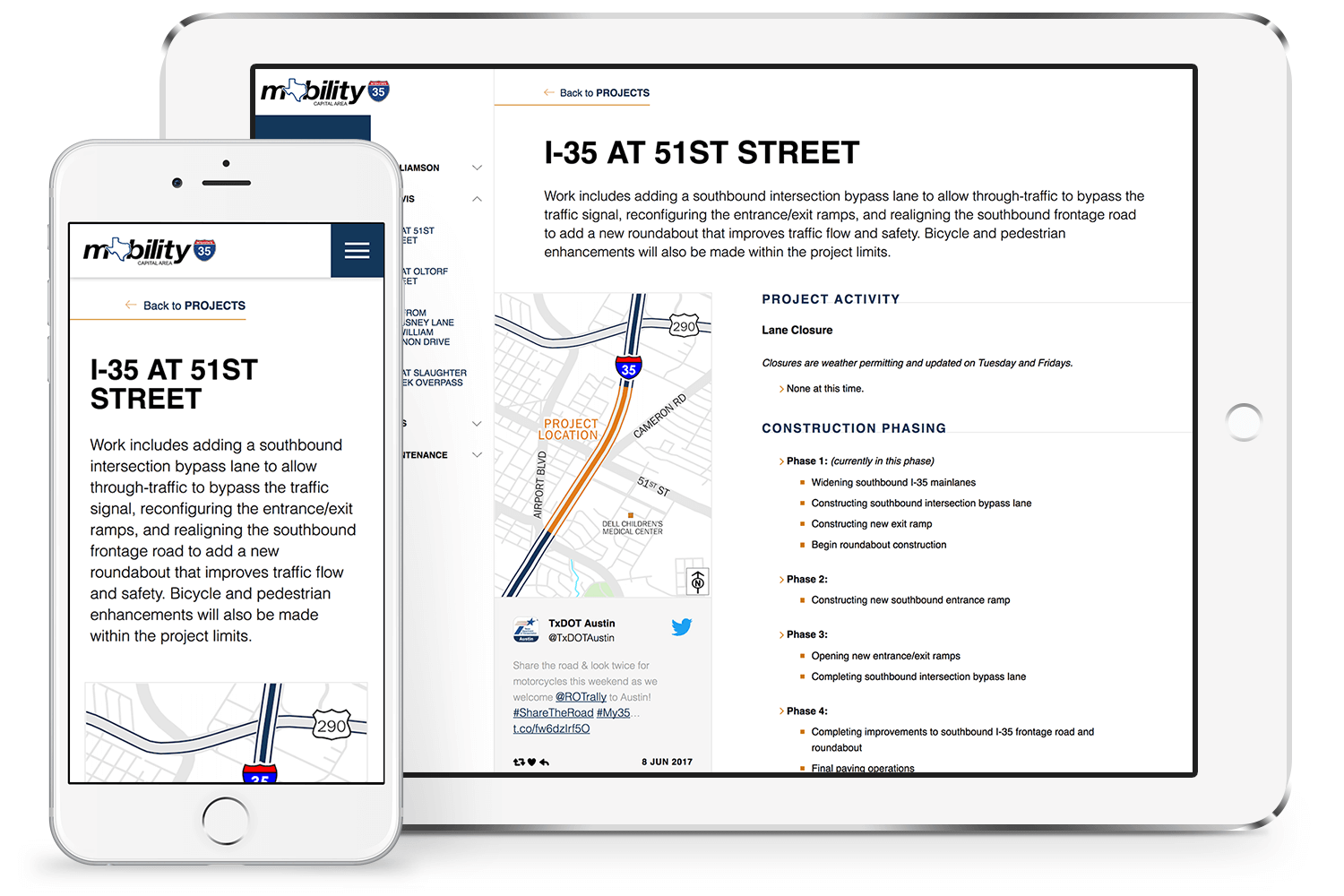 Texas Department of Transportation mobile view.