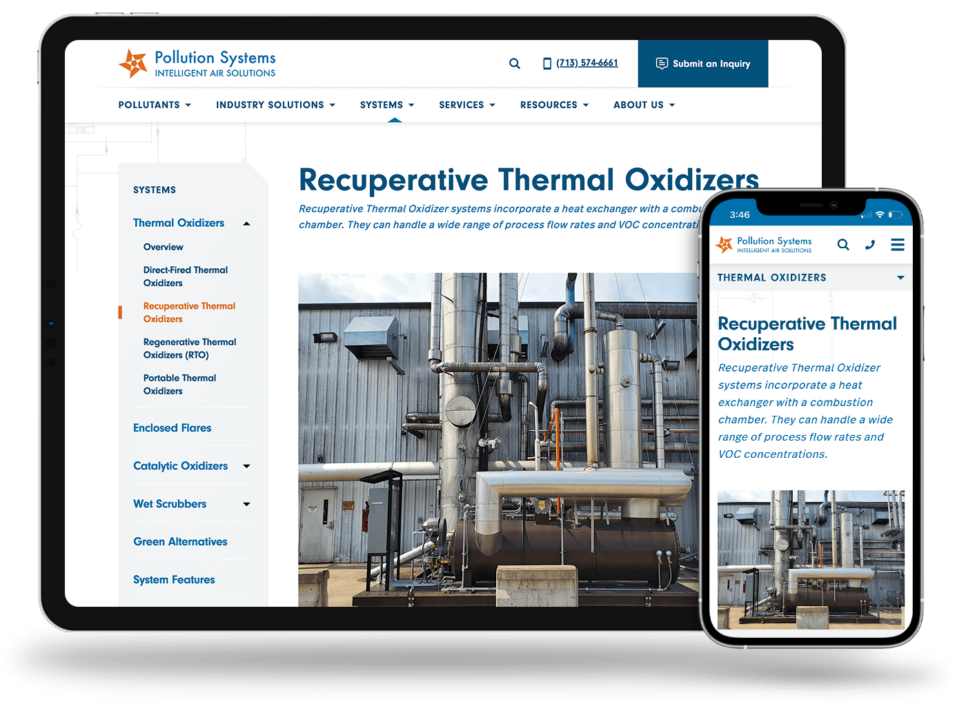 Tablet and phone showing system subpages.