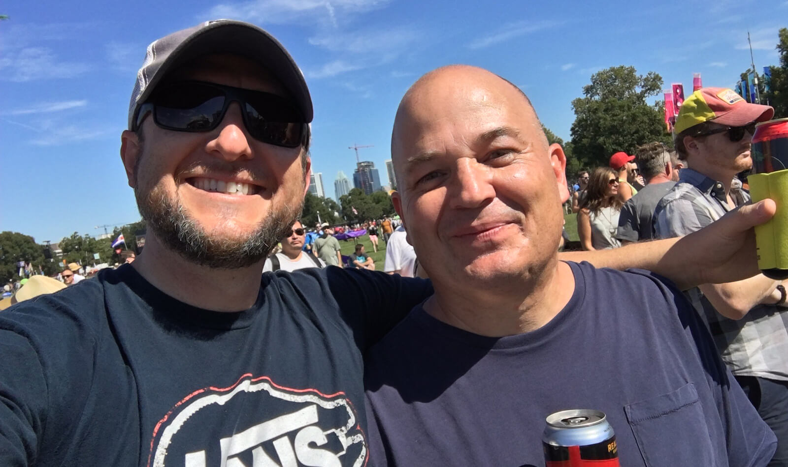 Aaron with Joe Pickerill, CMO + Co-Founder, at our yearly outing to Austin City Limits music festival. 