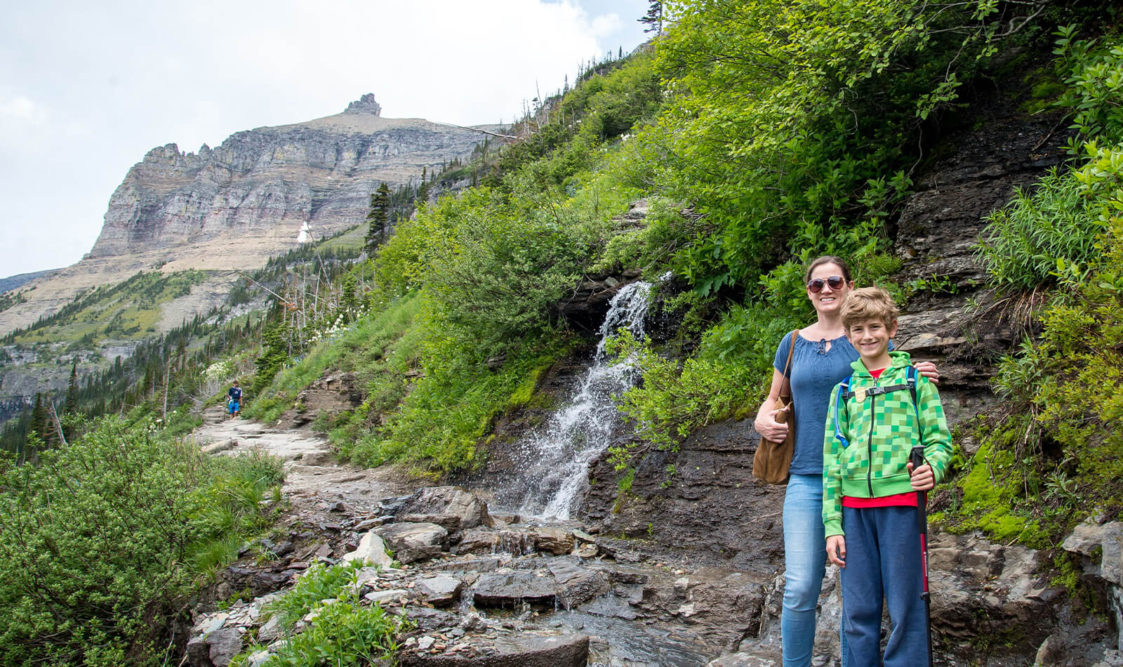 Jessica and her son out on a hike in the Texas hill country.